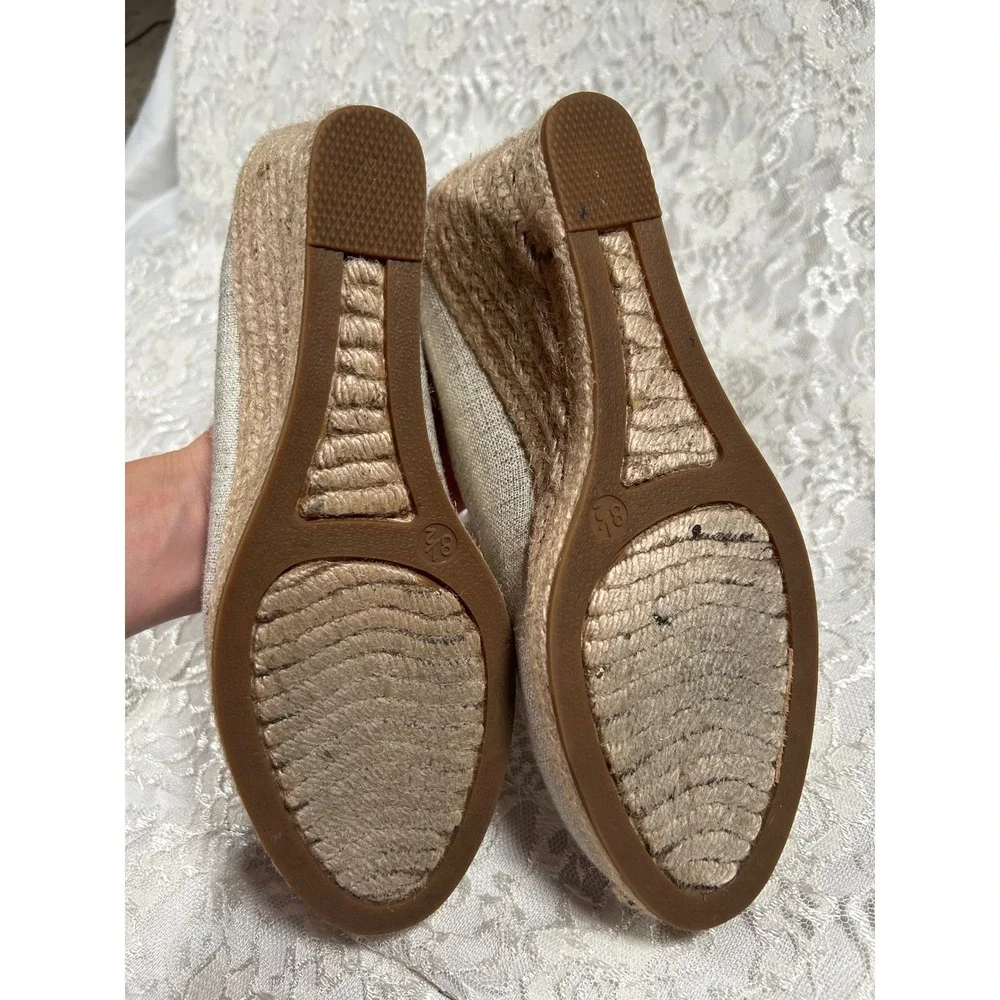 J.Crew Espadrille Wedge Pumps 8.5 Costal Preppy Boho Resortwear Gold Canvas
